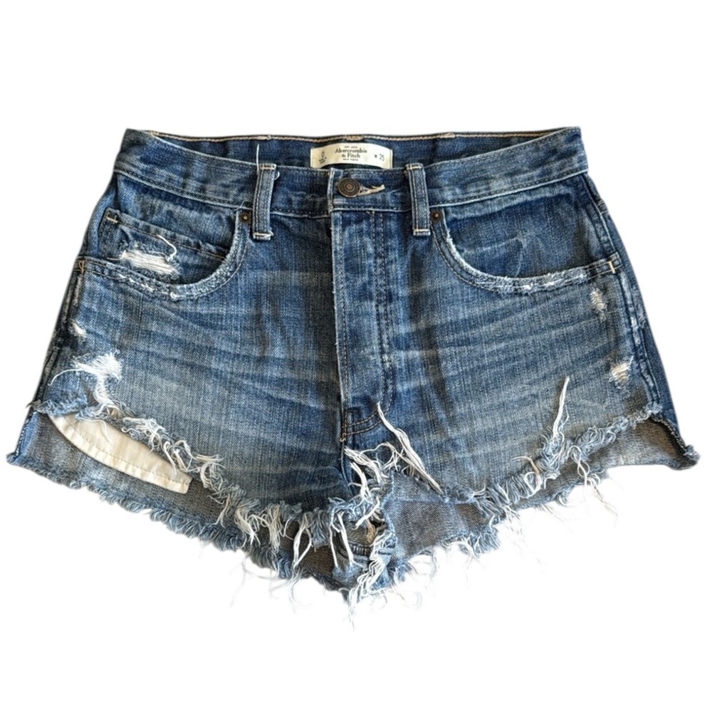 Abercrombie and Fitch Distressed High Rise Jean Shorts